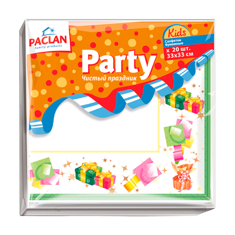 

Серветки декоративні Paclan Kids Party 3-шарові, 33*33, 20 шт