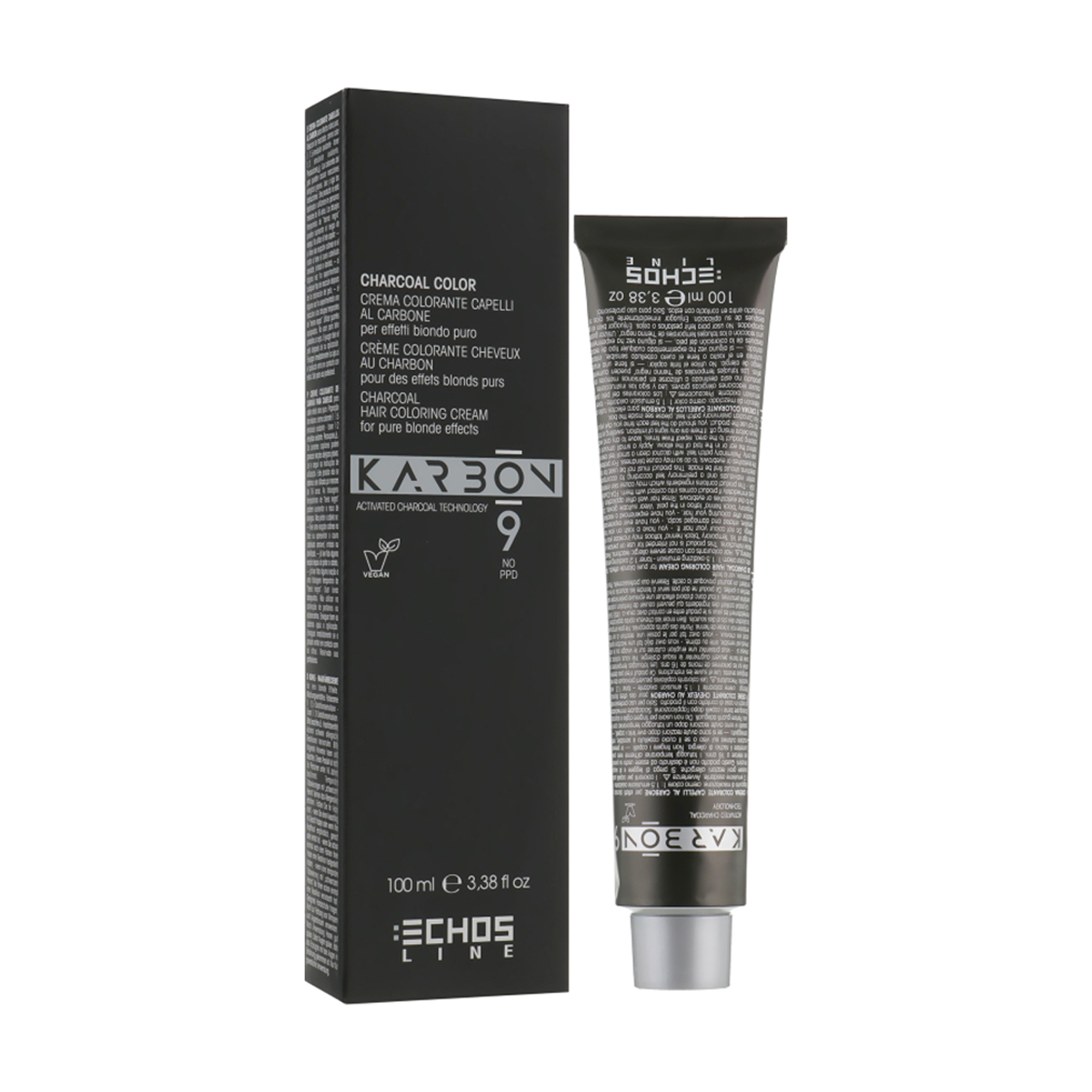 

Крем-фарба для волосся з активованим вугіллям Echosline Karbon 9 Charcoal Color CB 10 Platinum Charcoal Blonde, 100 мл