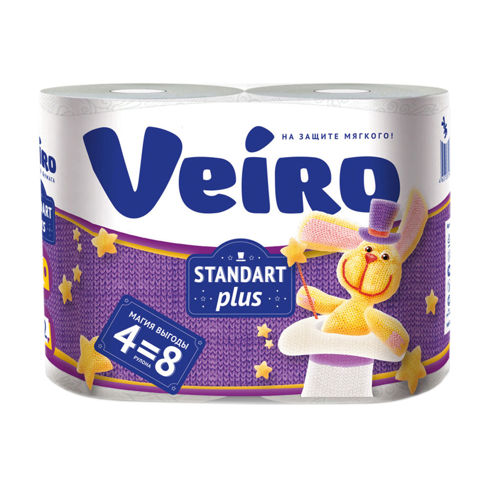 

Туалетний папір Veiro Standart Plus білий, 2-шаровий, 4 шт