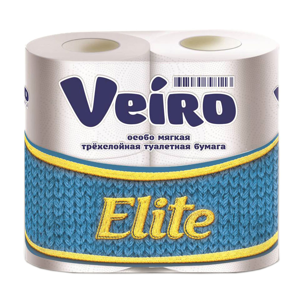 

Туалетний папір Veiro Elite білий, 3-шаровий, 4 шт