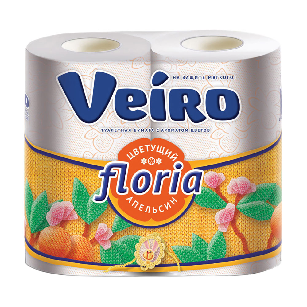 

Туалетний папір Veiro Floria з ароматом апельсину, 2-шаровий, 4 шт