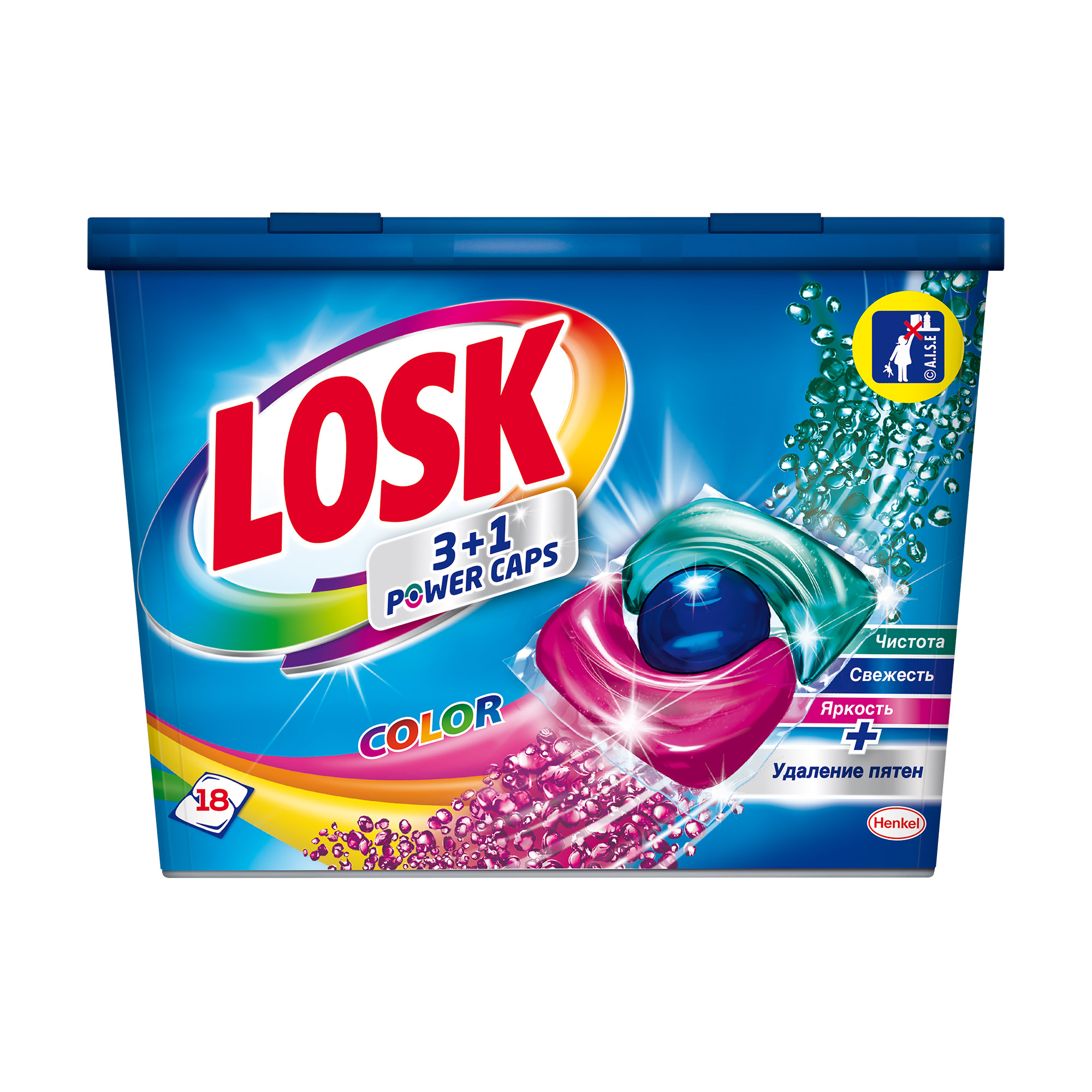 

Капсули для прання Losk Color 3+1 Power Caps, 18 циклів прання, 18 шт