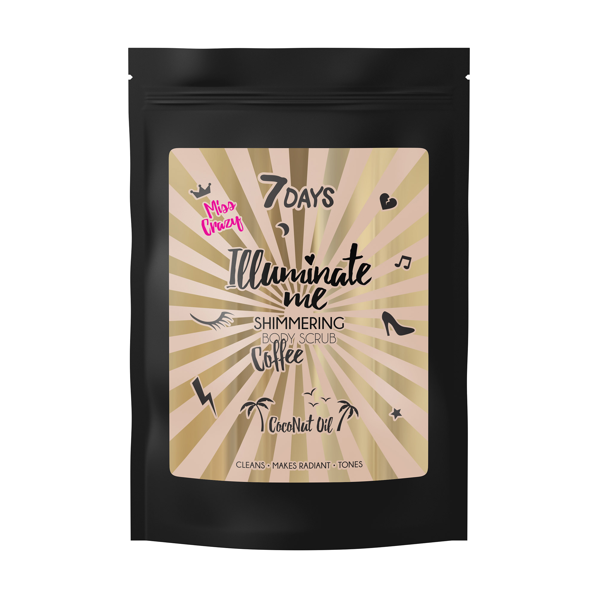 

Мерехтливий кавовий скраб для тіла 7 Days Illuminate Me Miss Crazy, 200 г