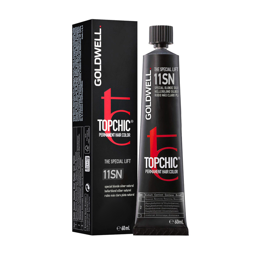 

Стійка професійна фарба для волосся Goldwell Topchic Permanent Hair Color 11SN Special Blonde Silver Natural, 60 мл