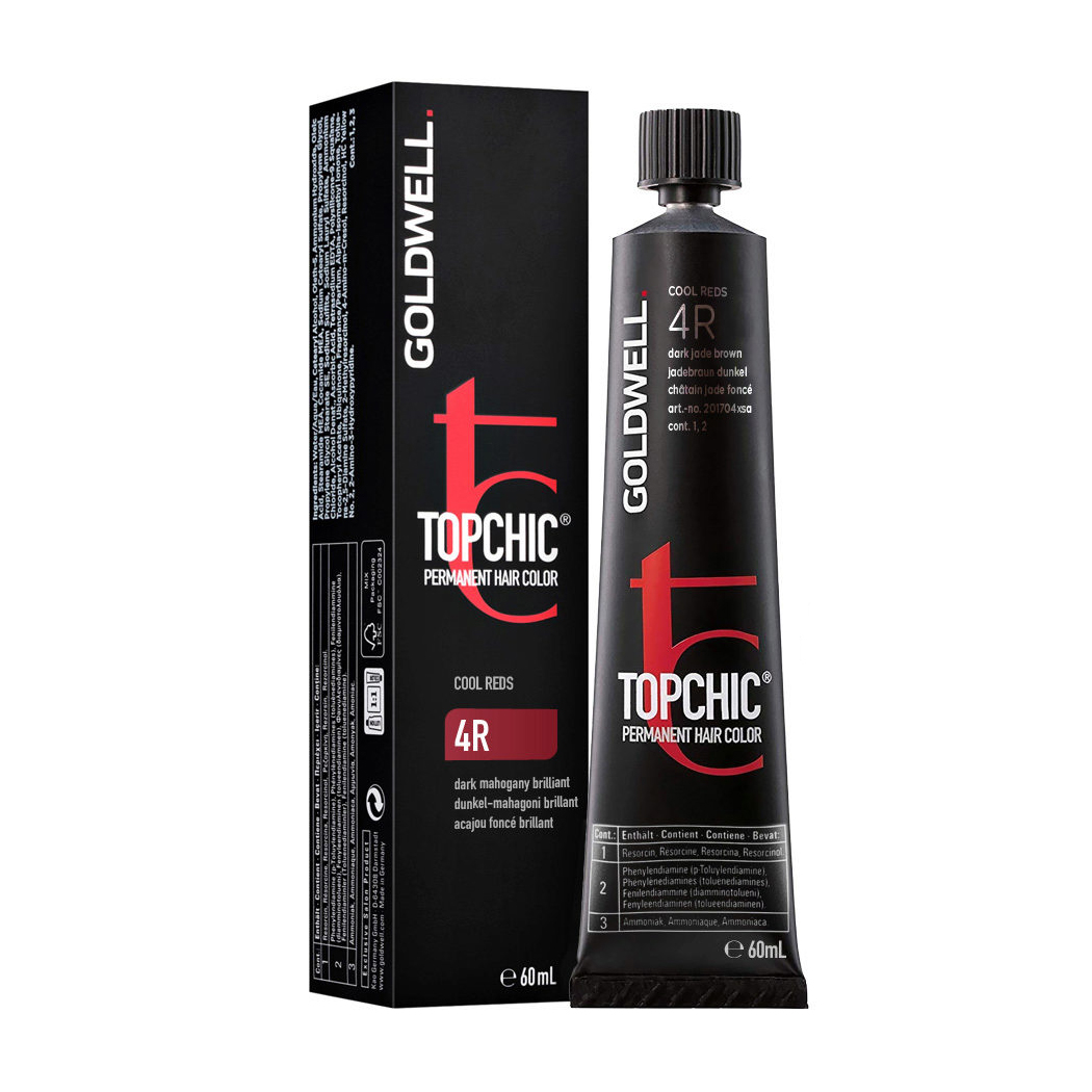 

Уцінка! Стійка професійна фарба для волосся Goldwell Topchic Permanent Hair Color 4R Dark Mahogany Brilliant, 60 мл