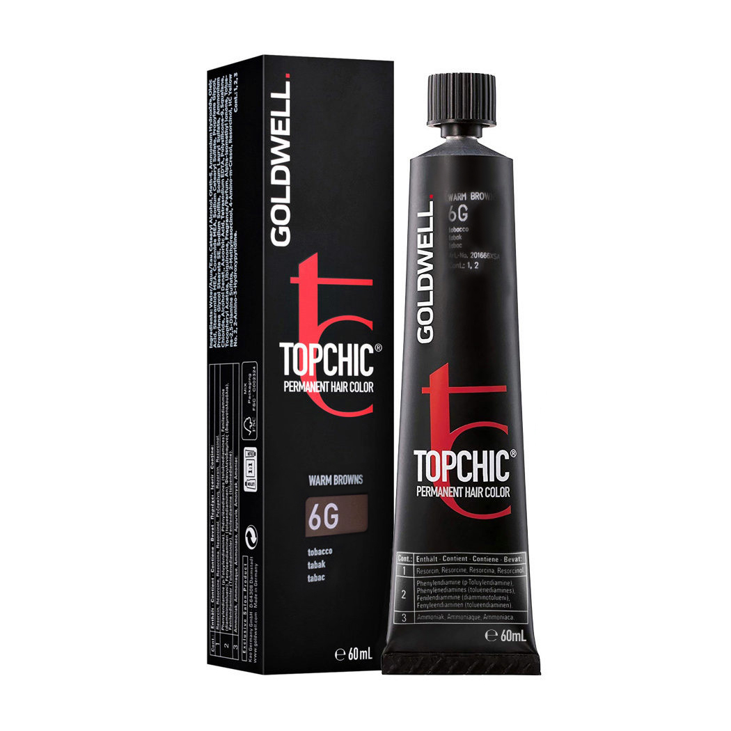 

Стійка професійна фарба для волосся Goldwell Topchic Permanent Hair Color 6G Tobacco, 60 мл