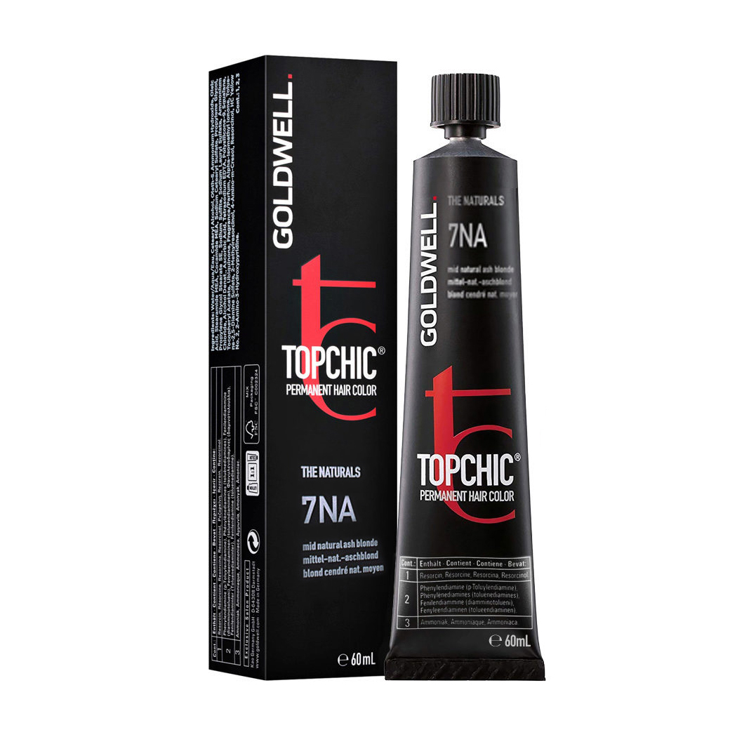 

Стійка професійна фарба для волосся Goldwell Topchic Permanent Hair Color 7NA Mid Natural Ash Blonde, 60 мл