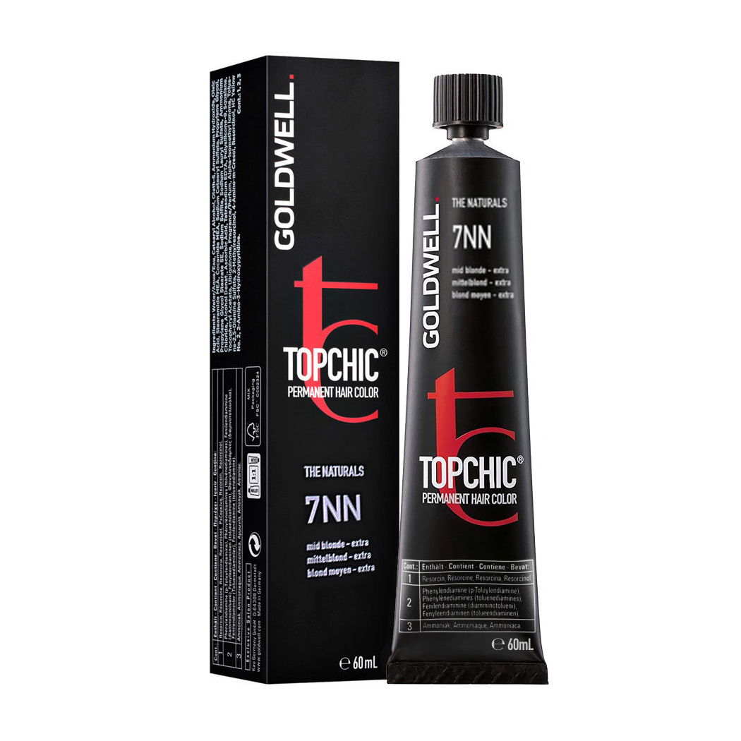 

Стійка професійна фарба для волосся Goldwell Topchic Permanent Hair Color 7NN Mid Blonde Extra, 60 мл
