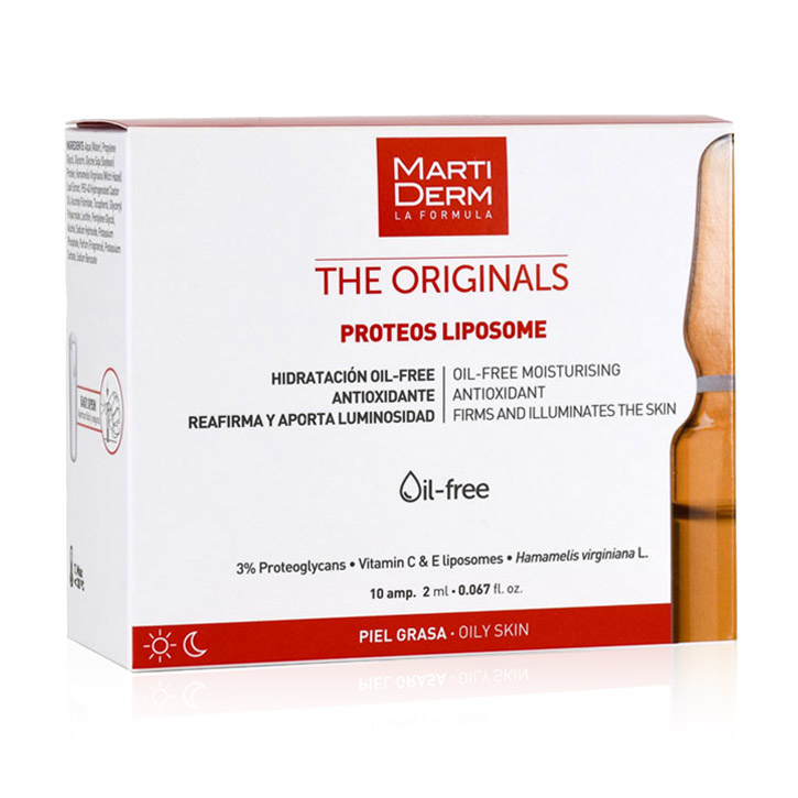

Ампули з липосомами для обличчя, шиї, зони декольте MartiDerm The Originals Proteos Liposome для жирної та комбінованої шкіри, 10*2 мл