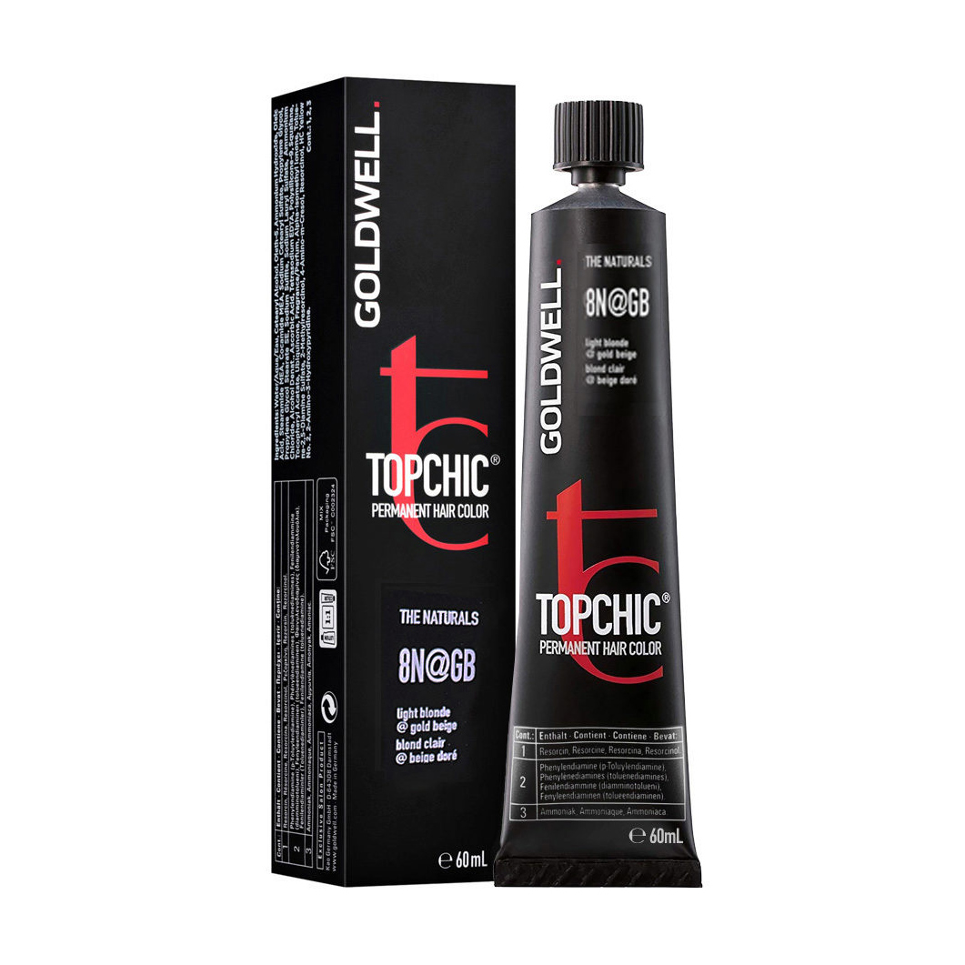 

Стійка професійна фарба для волосся Goldwell Topchic Permanent Hair Color 8N@GB Light Blonde @ Gold Beige, 60 мл