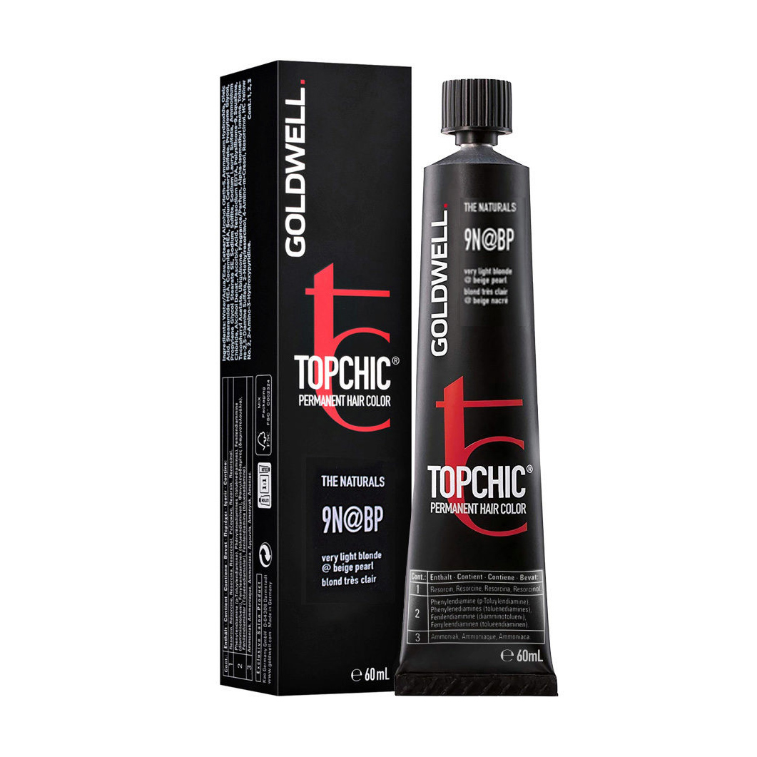 

Стійка професійна фарба для волосся Goldwell Topchic Permanent Hair Color 9N@BP Very Light Blonde @ Beige Pearl, 60 мл