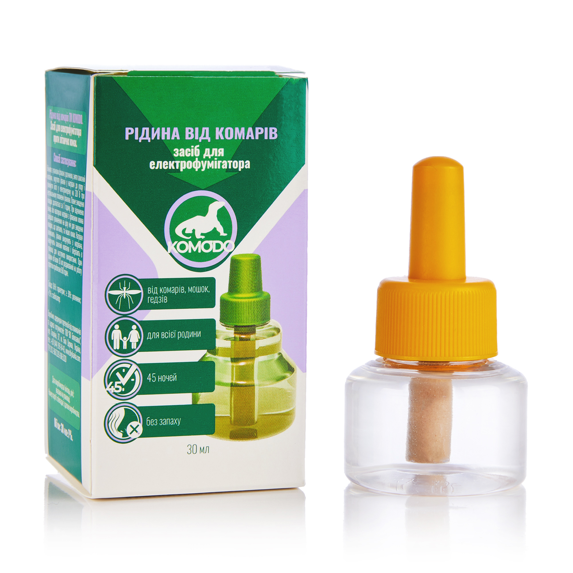 

Уцінка! Рідина для фумігатора Komodo Для всієї родини від комарів, 45 ночей, 30 мл