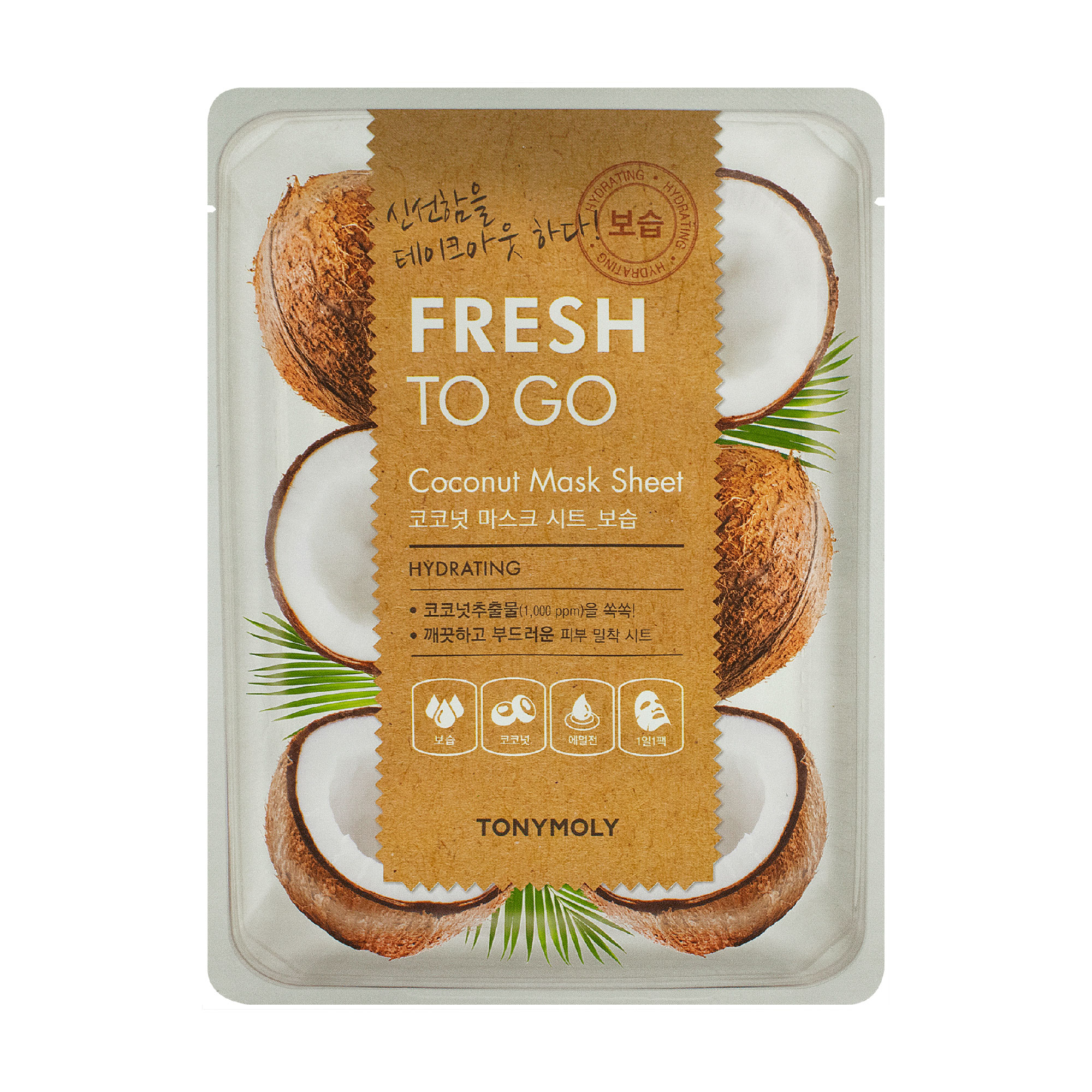 

Тканинна маска для обличчя Tony Moly Fresh To Go Coconut Mask Sheet Hydrating з кокосом, 25 г