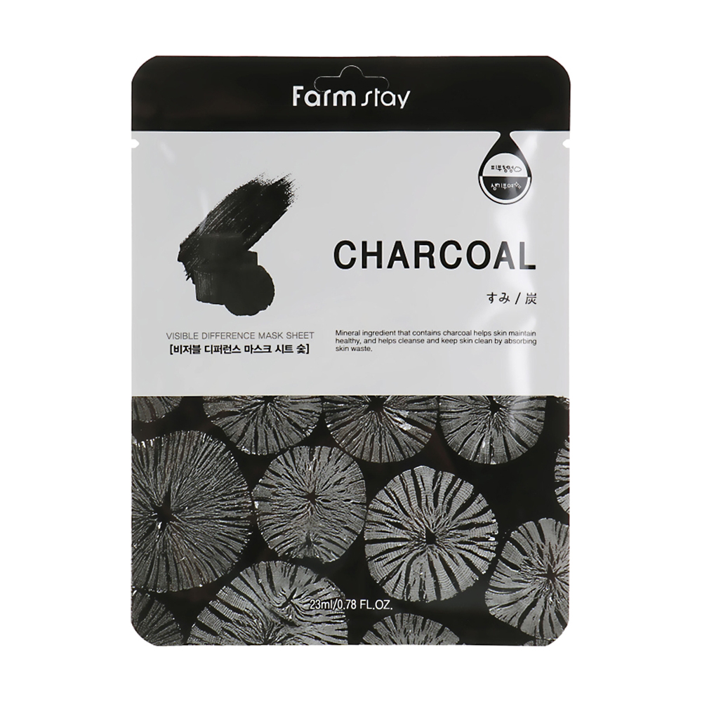 

Уцінка! Тканинна маска для обличчя FarmStay Visible Difference Mask Sheet Charcoal з деревним вугіллям, 23 мл