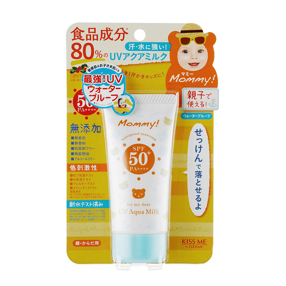

М'яке сонцезахисне молочко для обличчя та тіла Isehan Mommy SPF50 + PA ++++ водостійке, 50 мл