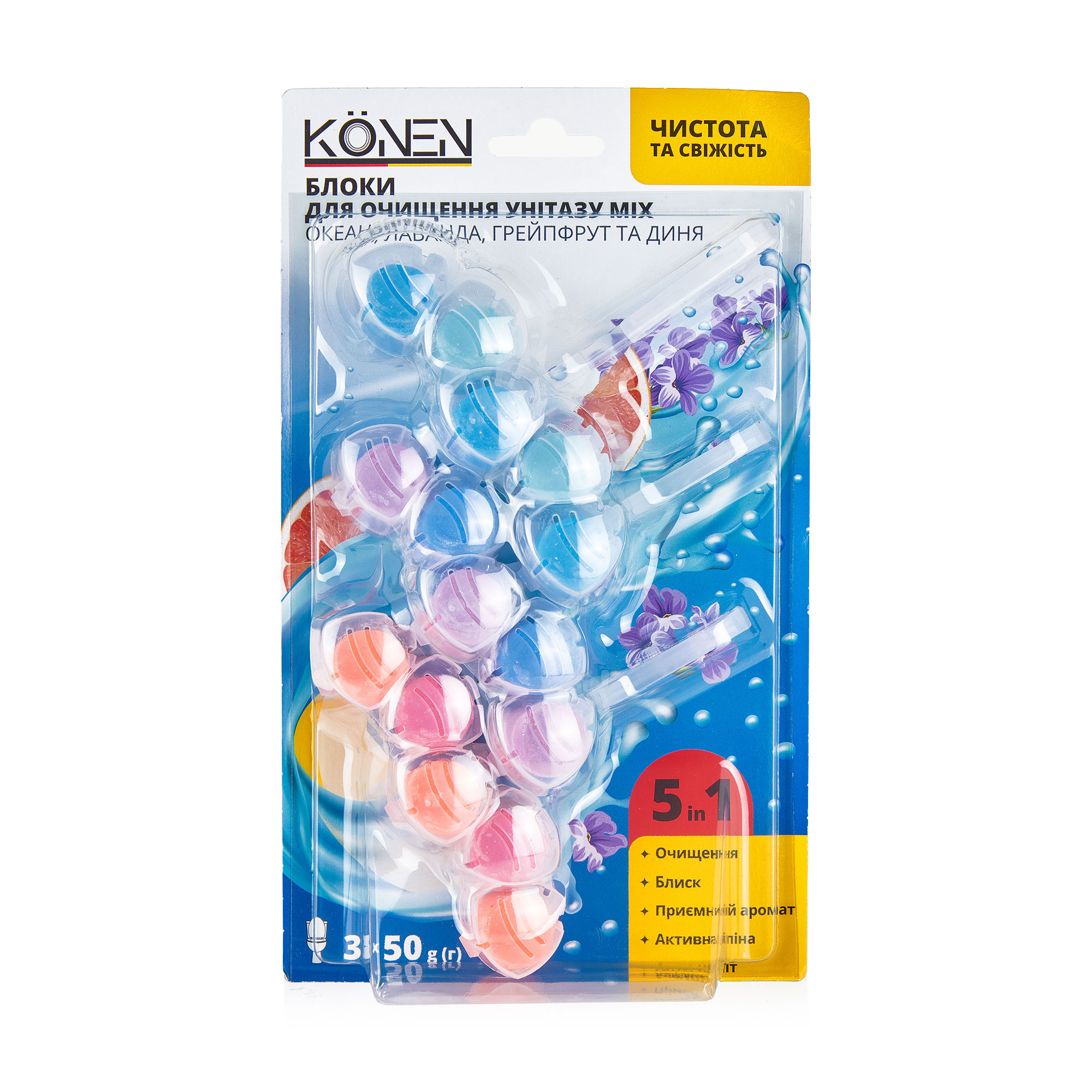

Уцінка! Блок для очищення унітаза KONEN Мікс, 3*50 г