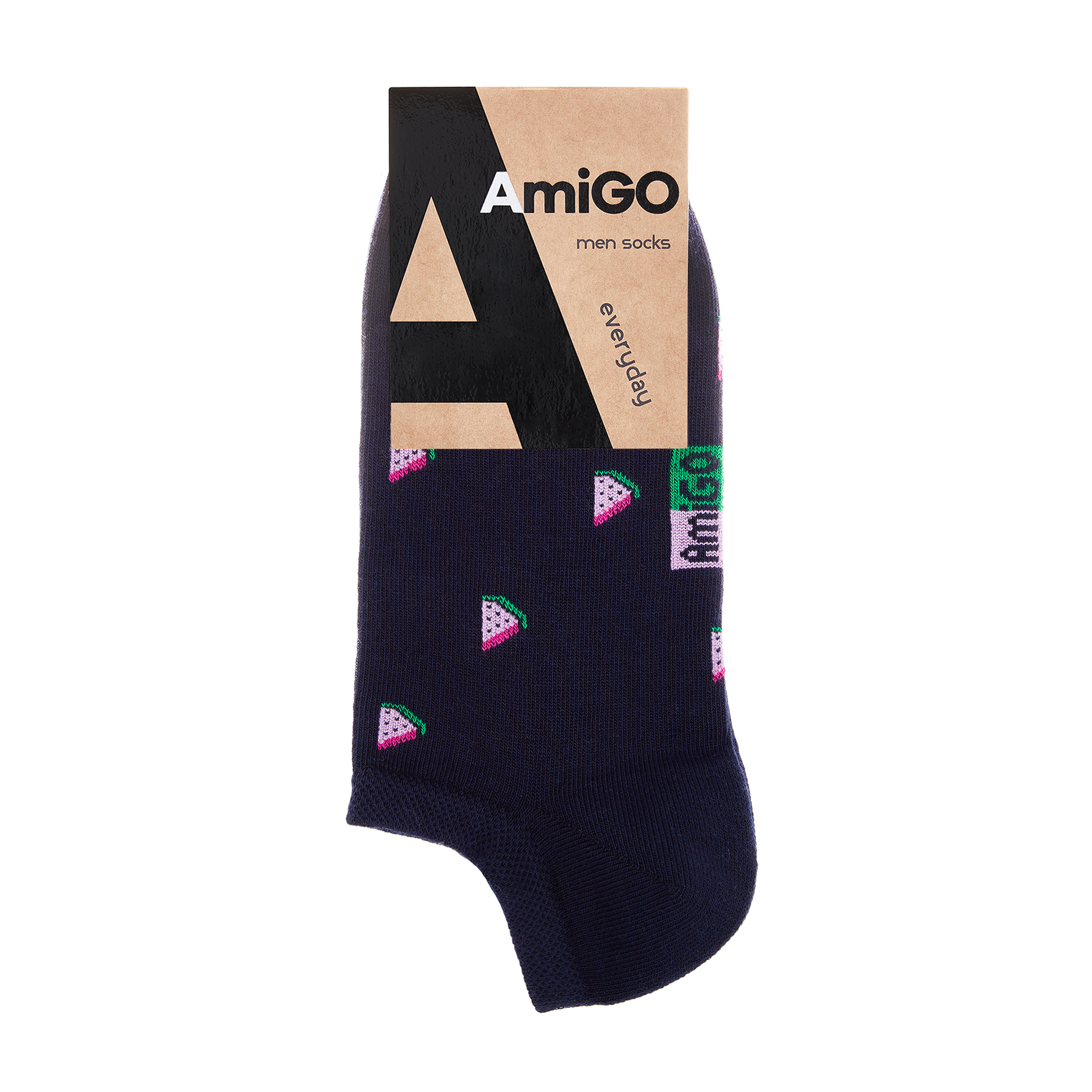 

Шкарпетки чоловічі AmiGO SS21 чешки-кільце, сині з кавуном, розмір 29