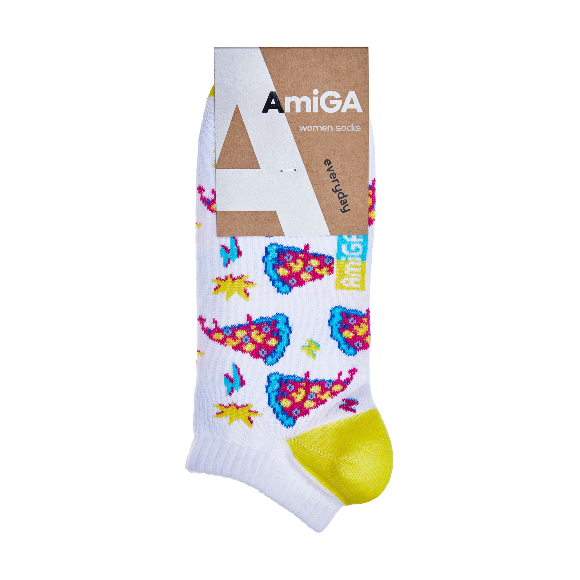 

Шкарпетки жіночі AmiGA Піцца, укорочені, білі, розмір 23-25