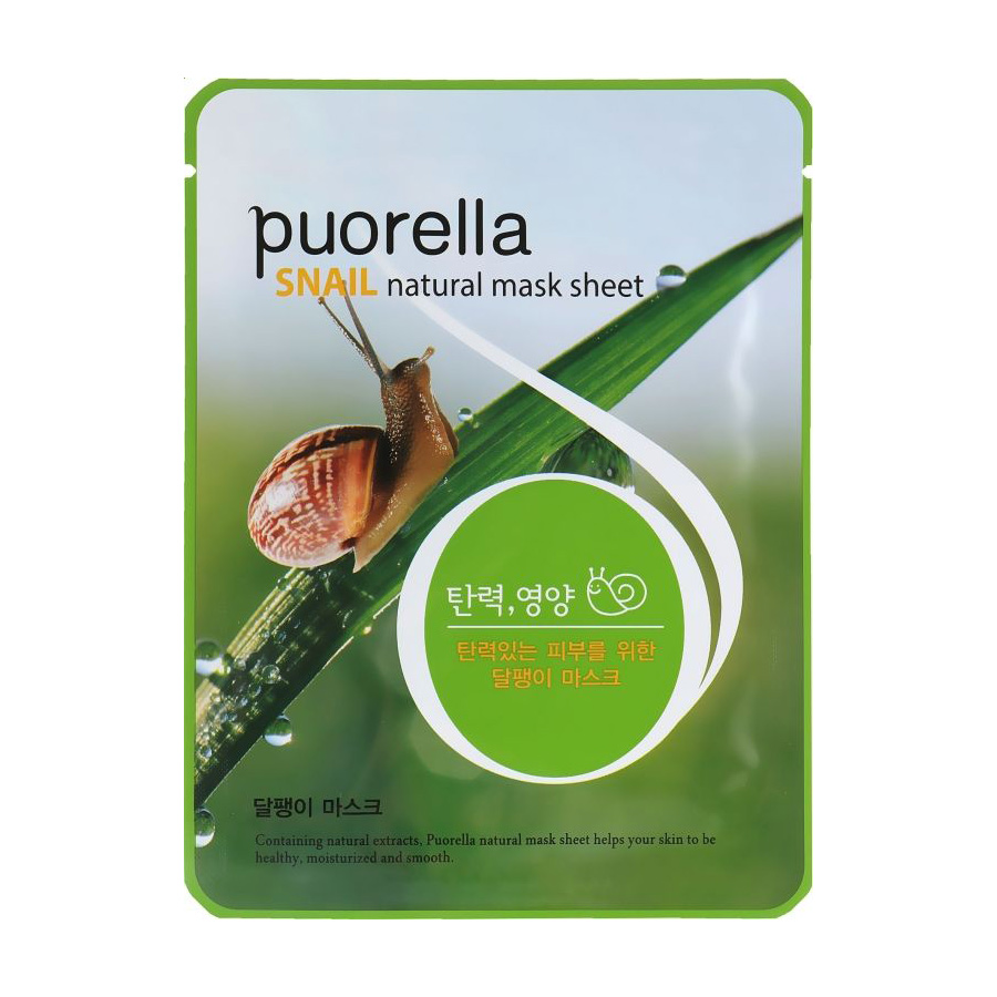 

Тканинна маска для обличчя Puorella Snail Natural Mask Sheet з екстрактом слизу равлика, 21 г