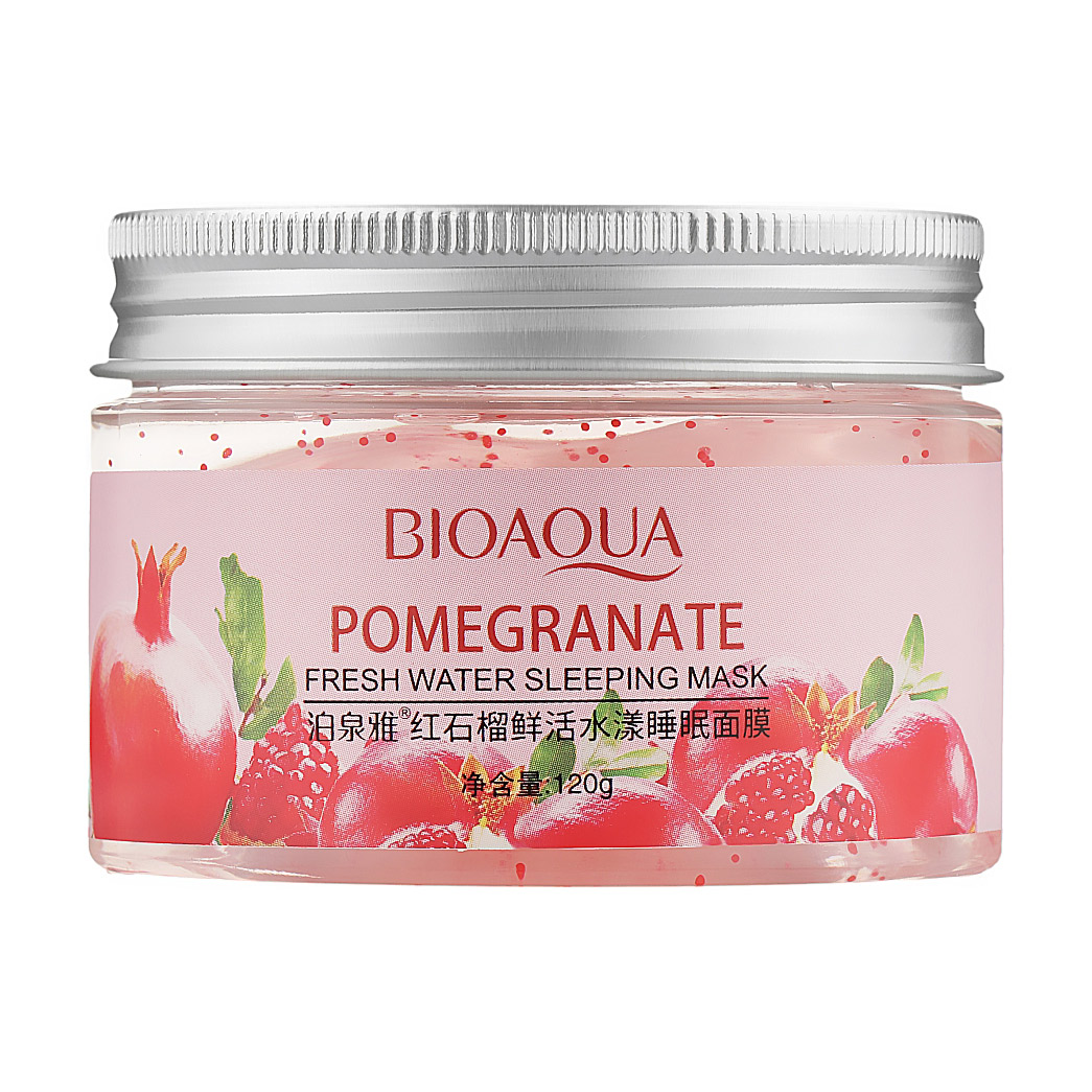 

Уцінка! Нічна мінеральна маска для обличчя Bioaqua Pomegranate Fesh Moisturizing Mineral Sleep Mask з екстрактом граната та гіалуроновою кислотою, 120 г
