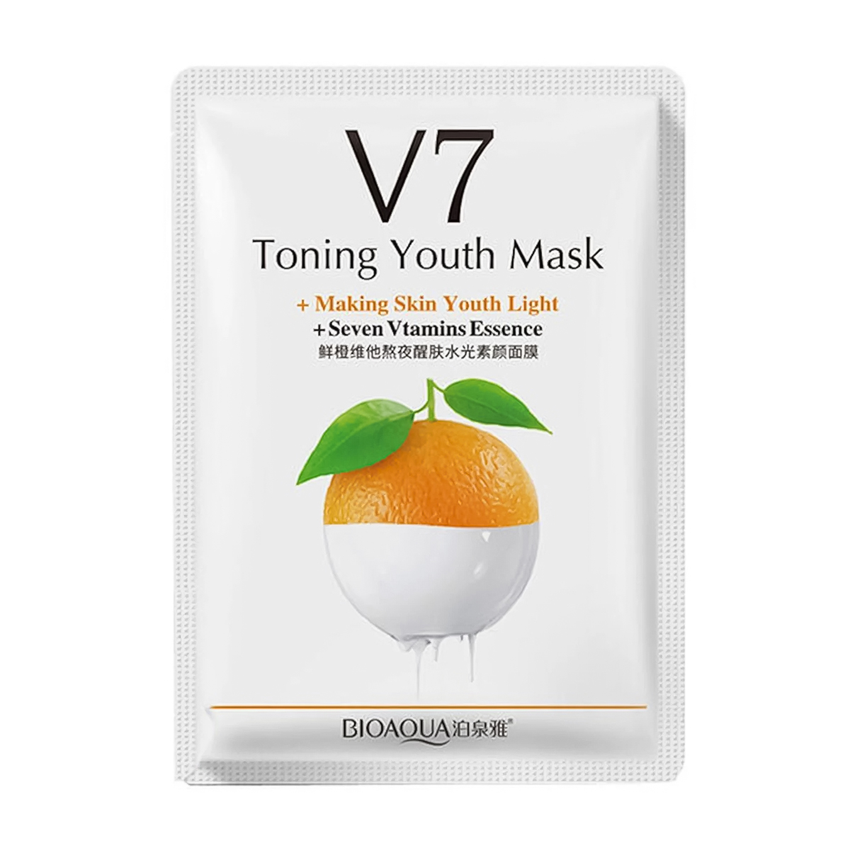 Вітамінна тканинна маска для обличчя Bioaqua V7 Toning Youth Mask з екстрактом апельсина та вітамінами, 30 г