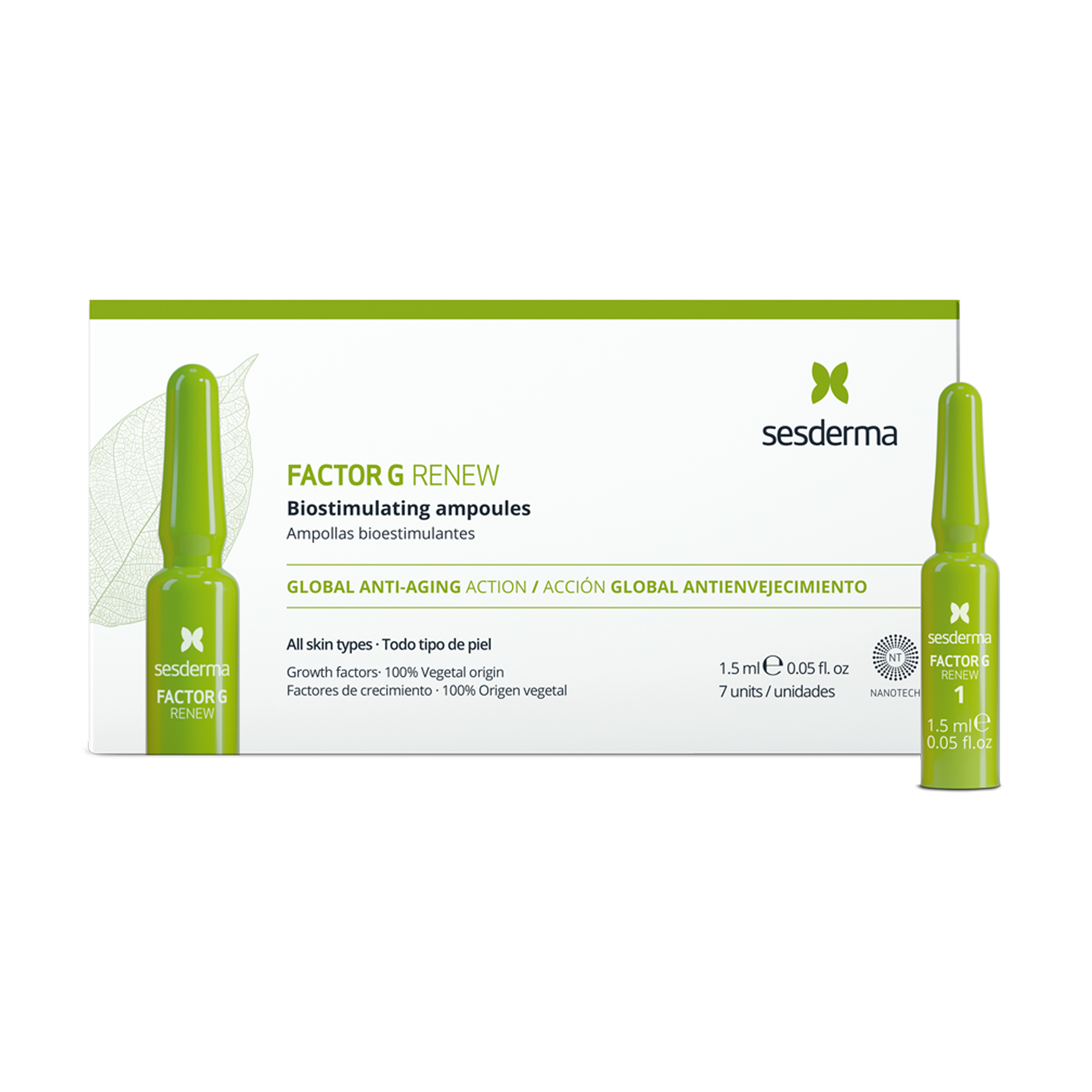 

Сироватка в ампулах для обличчя Sesderma Factor G Renew Biostimulating Ampoules, 7*1.5 мл