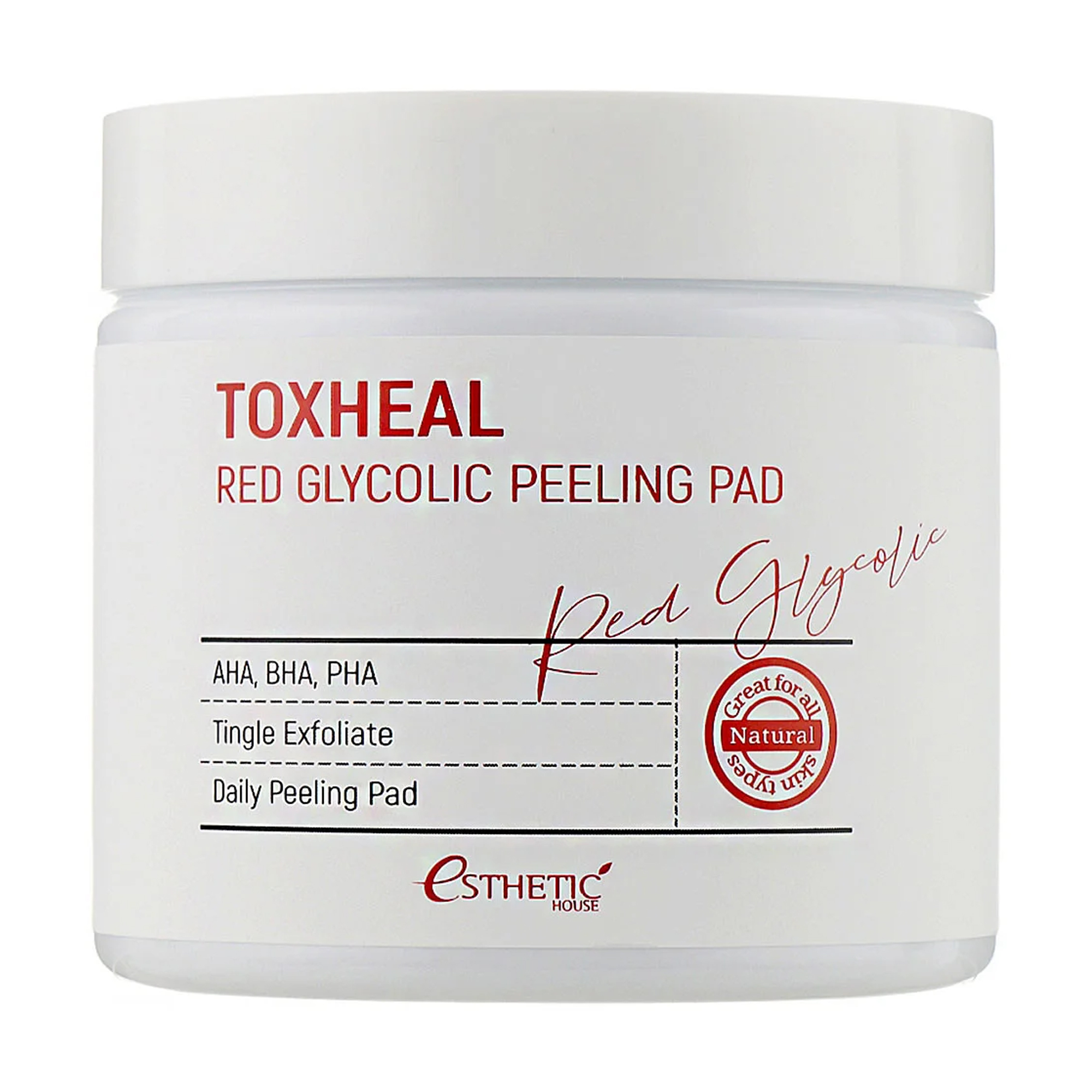 

Уцінка! Очищувальні пілінг-диски для обличчя Esthetic House Toxheal Red Glycolic Peeling Pad, 100 шт