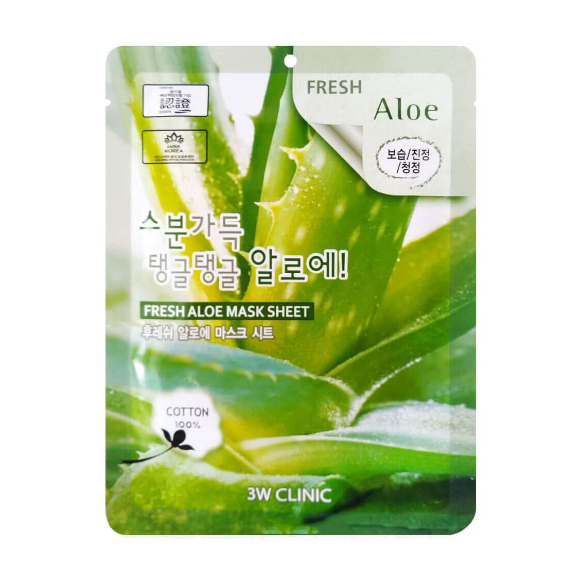 

Тканинна маска для обличчя 3W Clinic Fresh Aloe Mask Sheet з екстрактом алое, 1 шт
