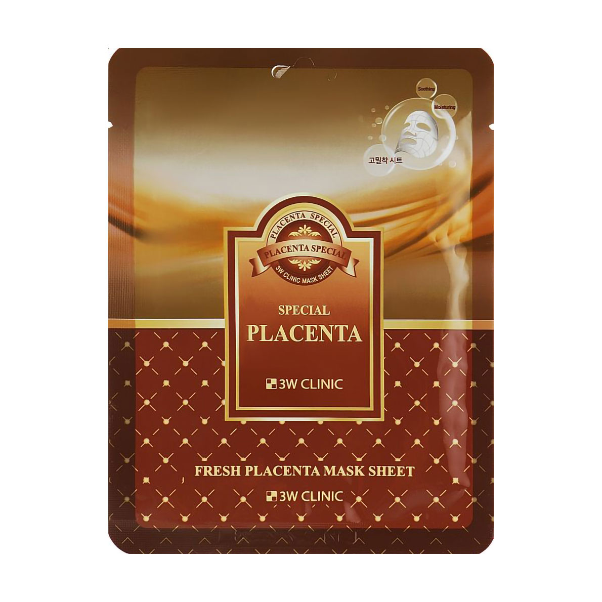 

Уцінка! Тканинна маска для обличчя 3W Clinic Fresh Placenta Mask Sheet з екстрактом плаценти, 1 шт