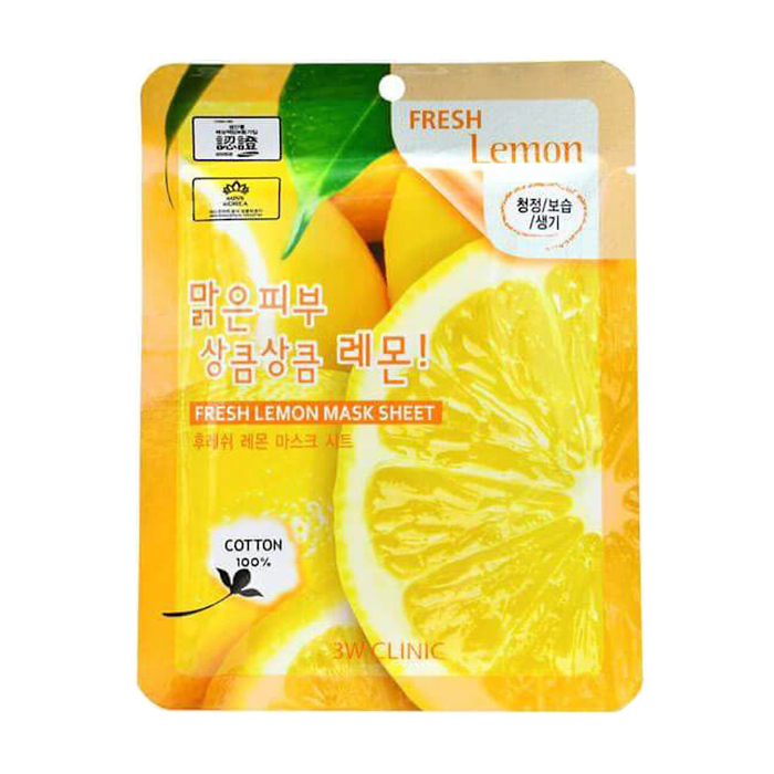 

Тканинна маска для обличчя 3W Clinic Fresh Lemon Mask Sheet з екстрактом лимона, 1 шт