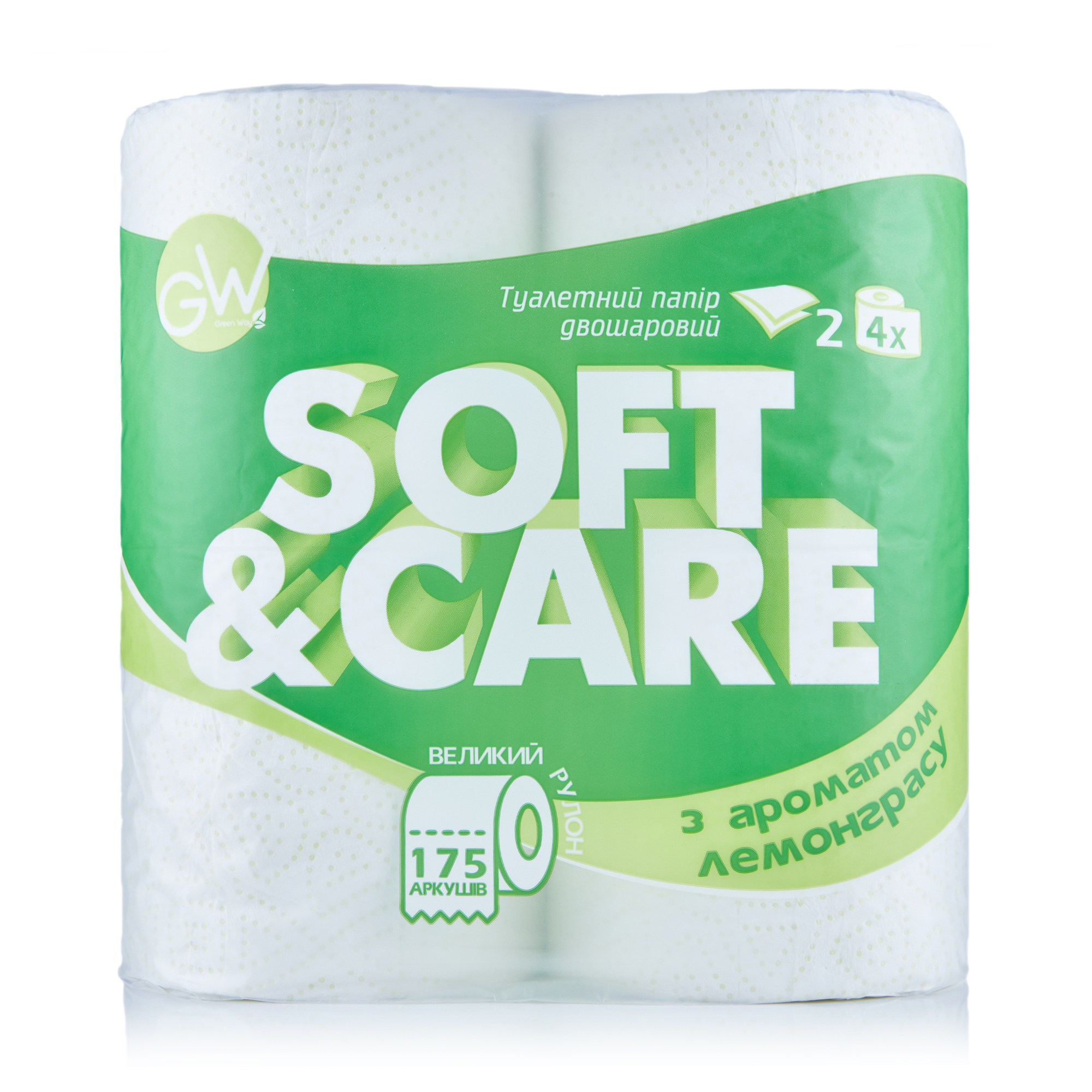 

Туалетний папір Green Way ФітоЛінія 2-шаровий, Лемонграс, 175 відривів, 4 шт