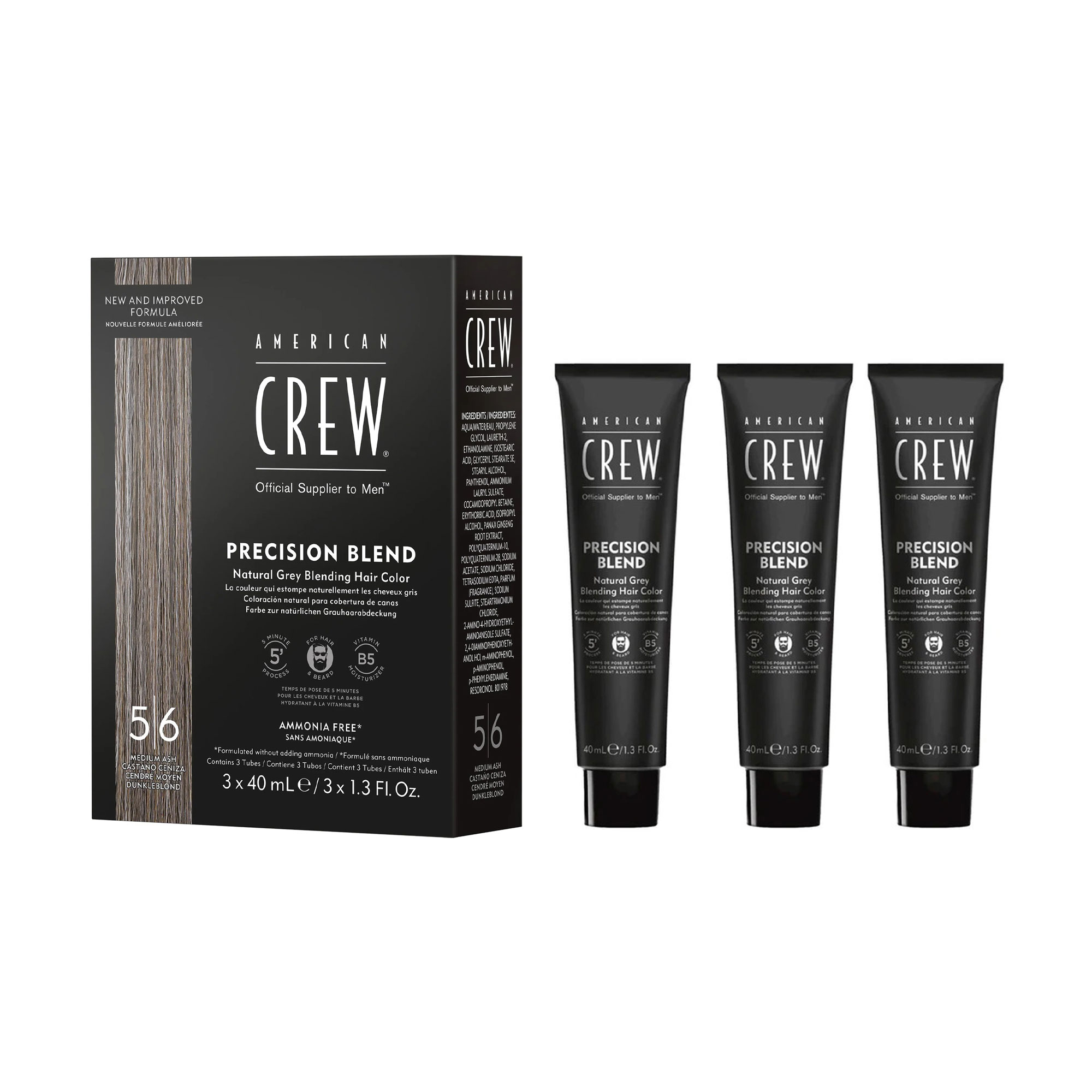 

Чоловіча система маскування сивини American Crew Precision Blend Medium Ash (рівень 5-6), 120 мл