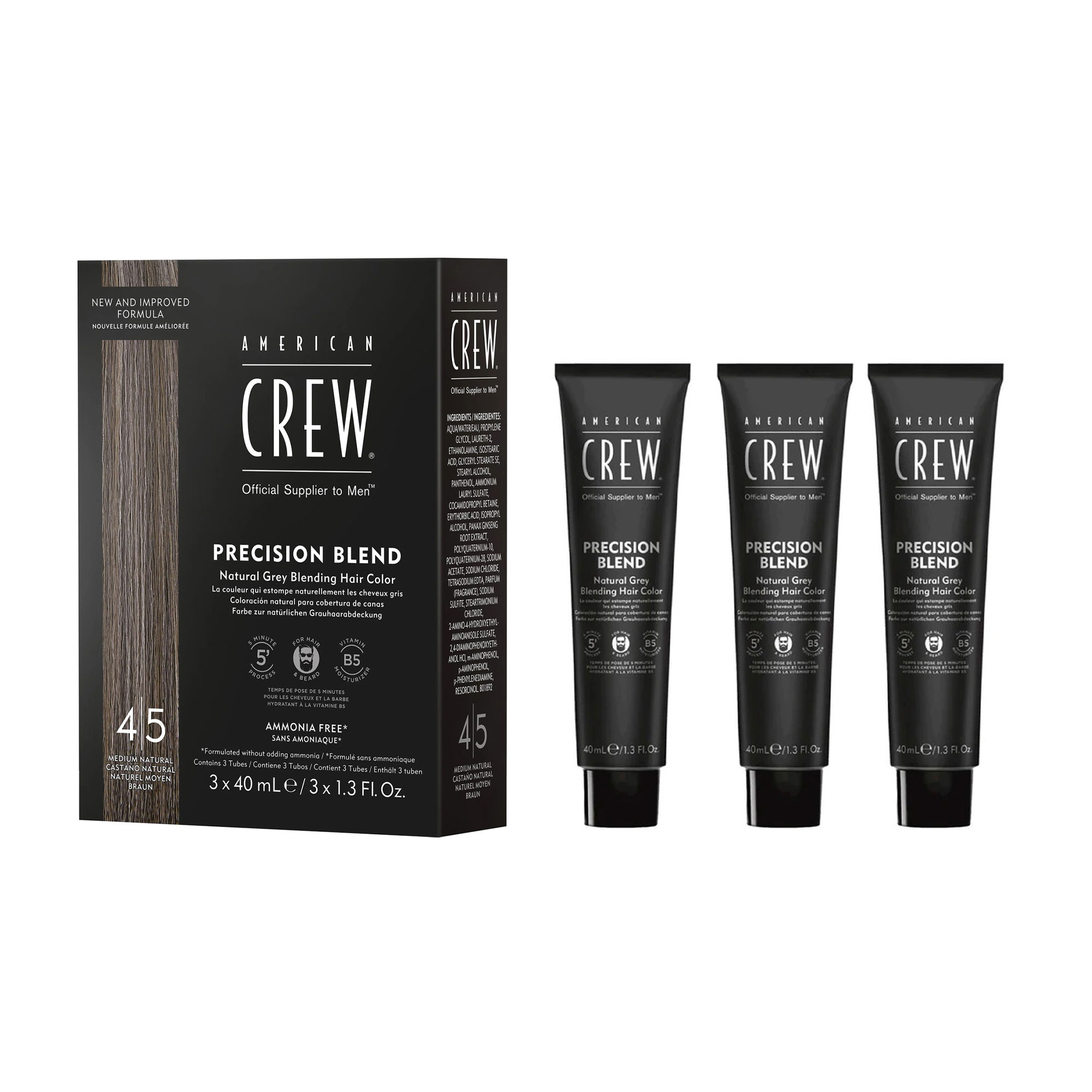 

Чоловіча система маскування сивини American Crew Precision Blend Medium Natural (рівень 4-5), 120 мл