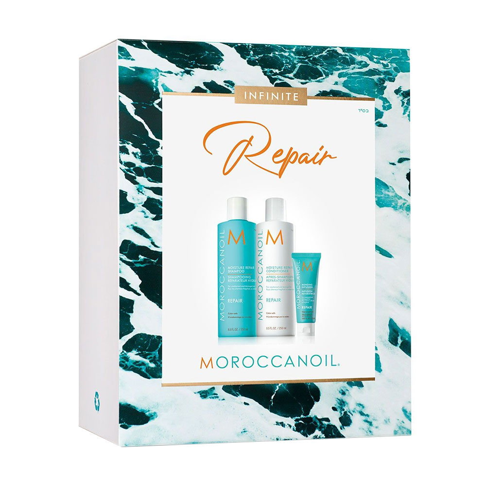 

Набір для відновлення волосся Moroccanoil Infinite Repair (шампунь, 250 мл + кондиціонер, 250 мл, + сироватка, 20 мл)