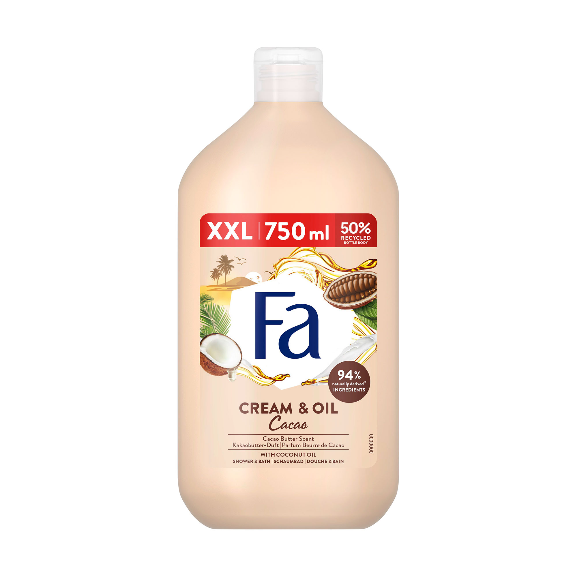 

Крем-гель для душу Fa Сream & Oil з олією кокоса та ароматом какао, 750 мл