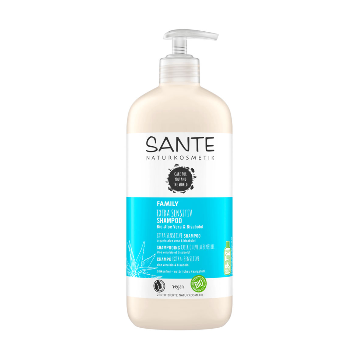 

Біошампунь для всієї родини Sante Family Extra Sensitive Shampoo Алое вера та бісаболол, для чутливої шкіри голови, 500 мл