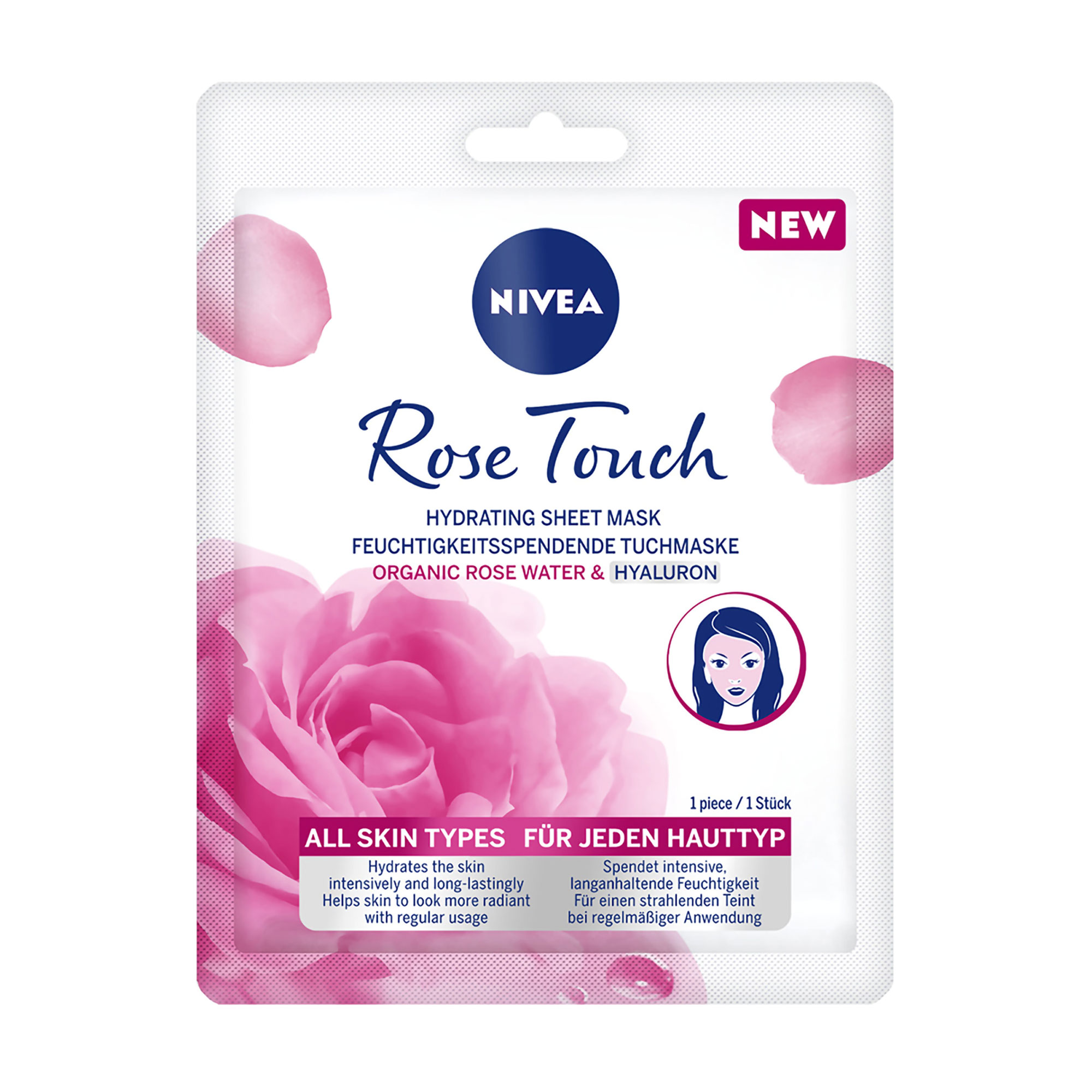 

Уцінка! Зволожувальна тканинна маска для обличчя NIVEA Rose Touch, 1 шт