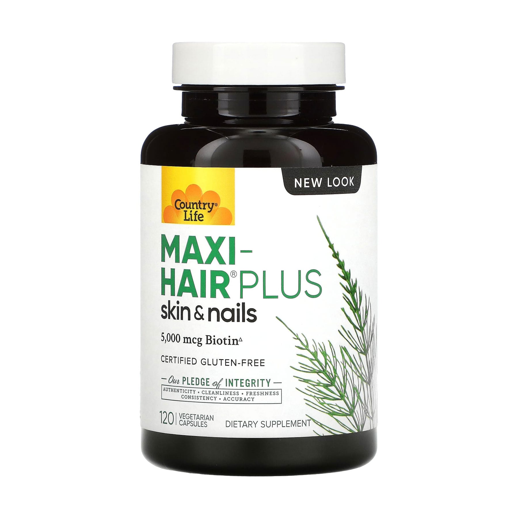 

Комплекс для зростання та зміцнення волосся Country Life Maxi-Hair Plus, 120 капсул