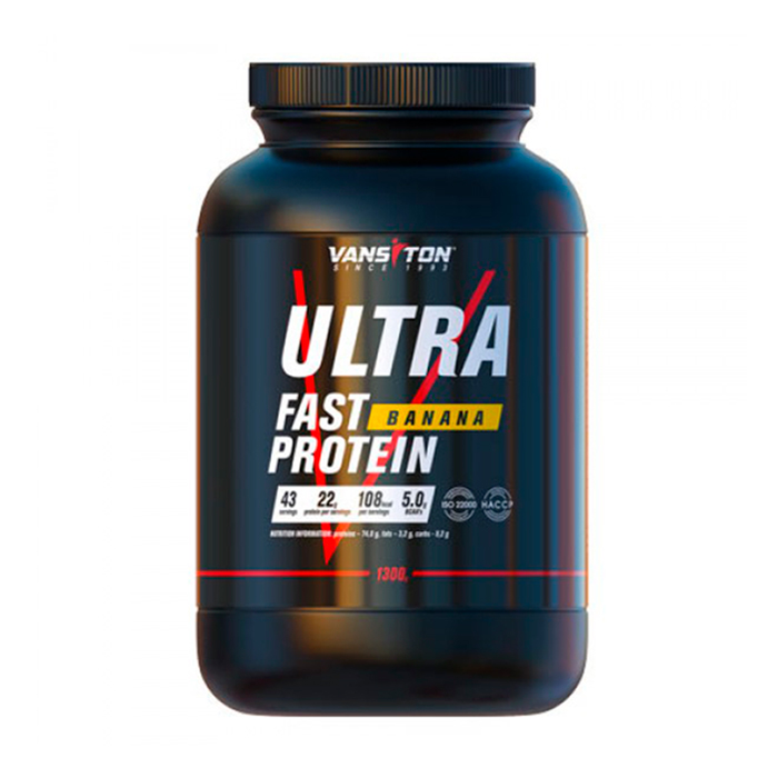 

Протеїн Vansiton Ultra Fast Protein в порошку, зі смаком банана, 1.3 кг