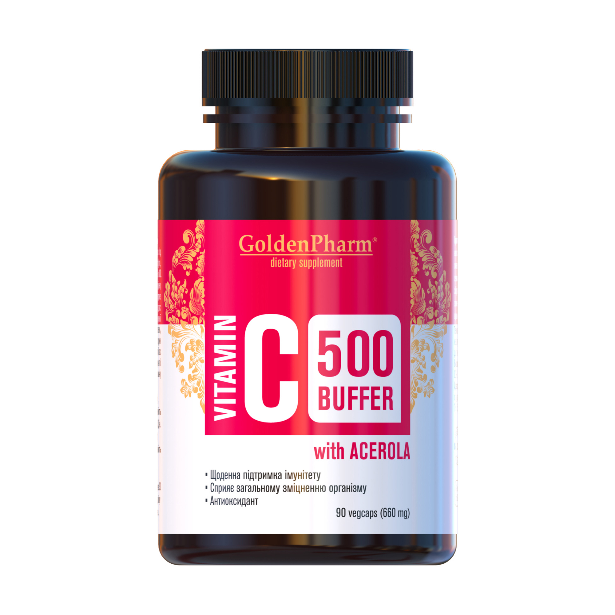 

Вітамін C Golden Pharm Vitamin С Буфер з ацеролою, 90 капсул