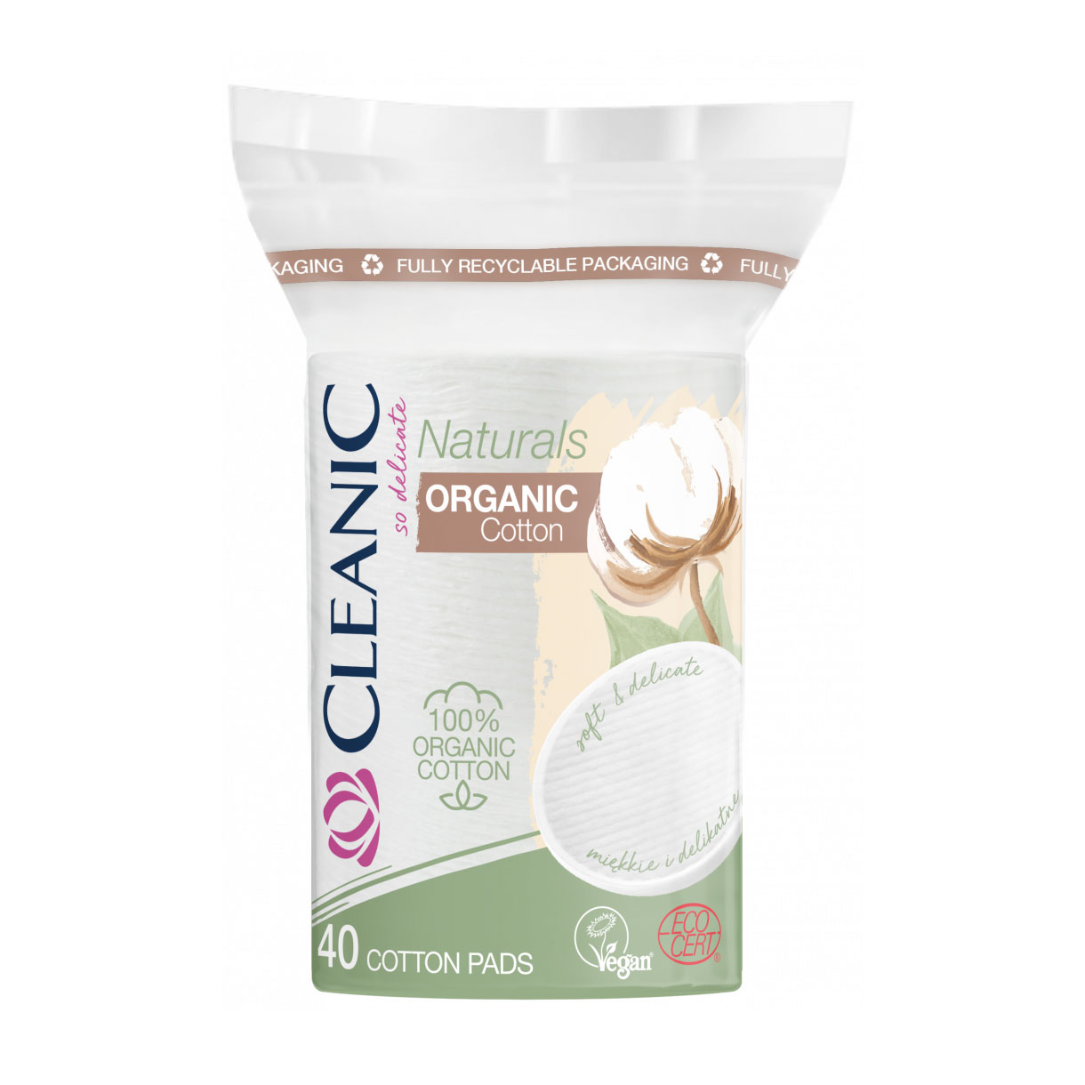 

Ватні диски Cleanic Naturals Organic Cotton Pads овальні, 40 шт