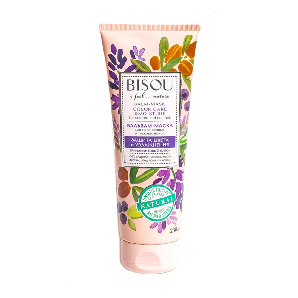 

Бальзам-маска Bisou Balm-Mask Color Care & Moisture для фарбованого та тьмяного волосся, захист кольору та зволоження, 230 мл