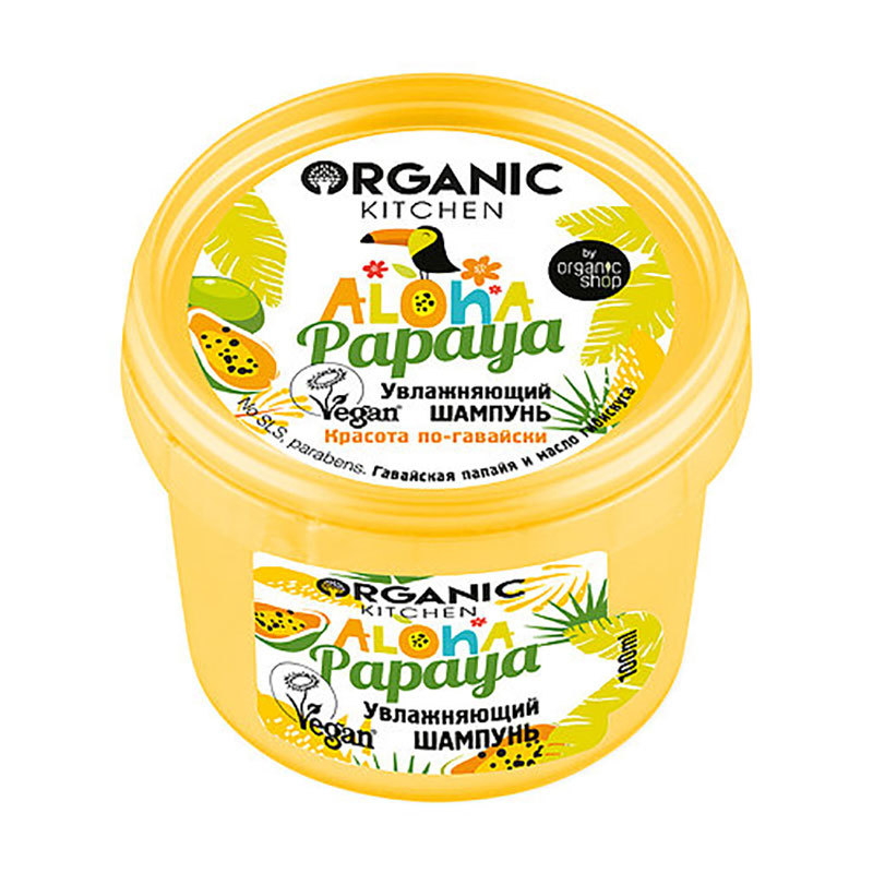 

Безсульфатний зволожувальний шампунь для волосся Organic Kitchen Aloha Papaya, 100 мл