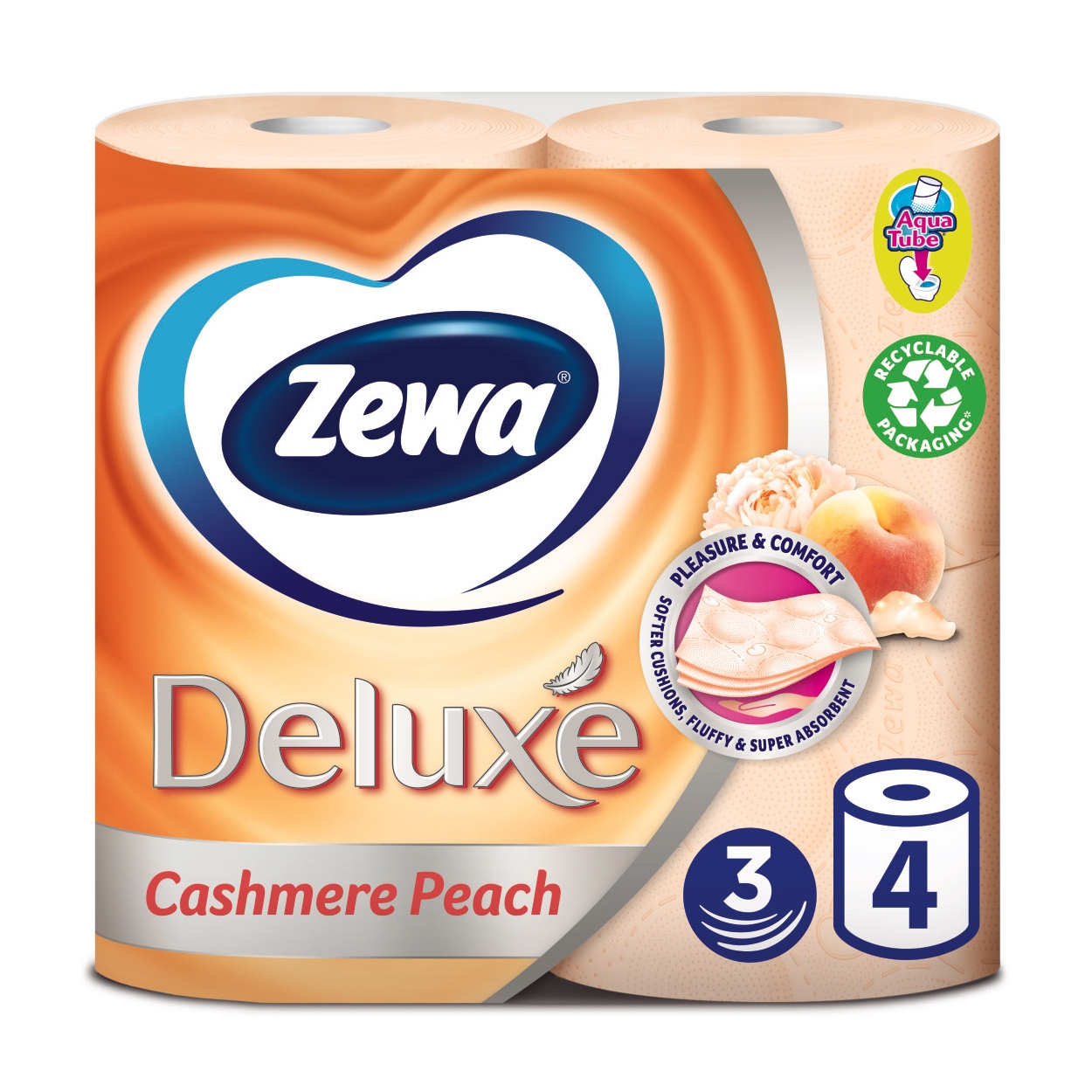 

Подарунок! Туалетний папір Zewa Deluxe з ароматом персика, 3-шаровий, 150 відривів, 4 шт