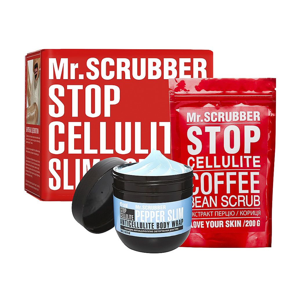 

Антицелюлітний набір Mr.Scrubber Stop Cellulite Cold (холодне обгортання для тіла, 250 г + скраб для тіла, 200 г)