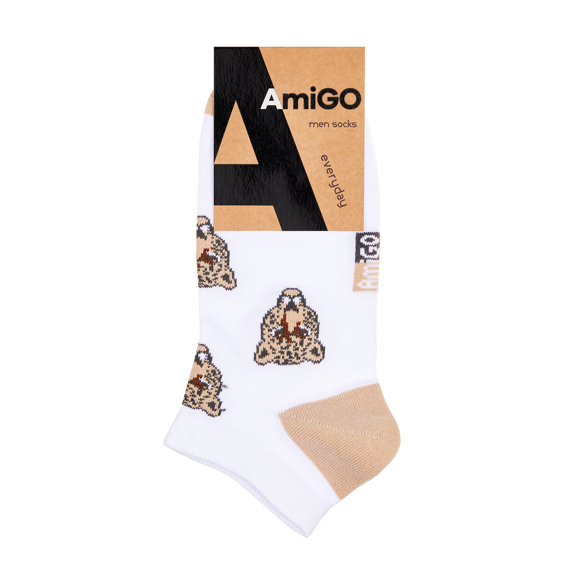 

Шкарпетки чоловічі AmiGO спорт, білі з леопардом, розмір 29