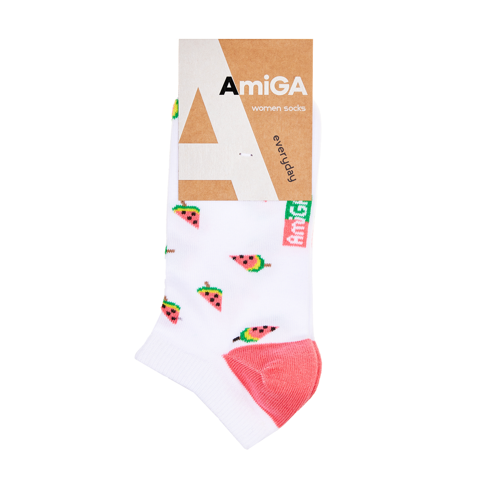 

Шкарпетки жіночі AmiGA укорочені, білий арбуз, розмір 23-25