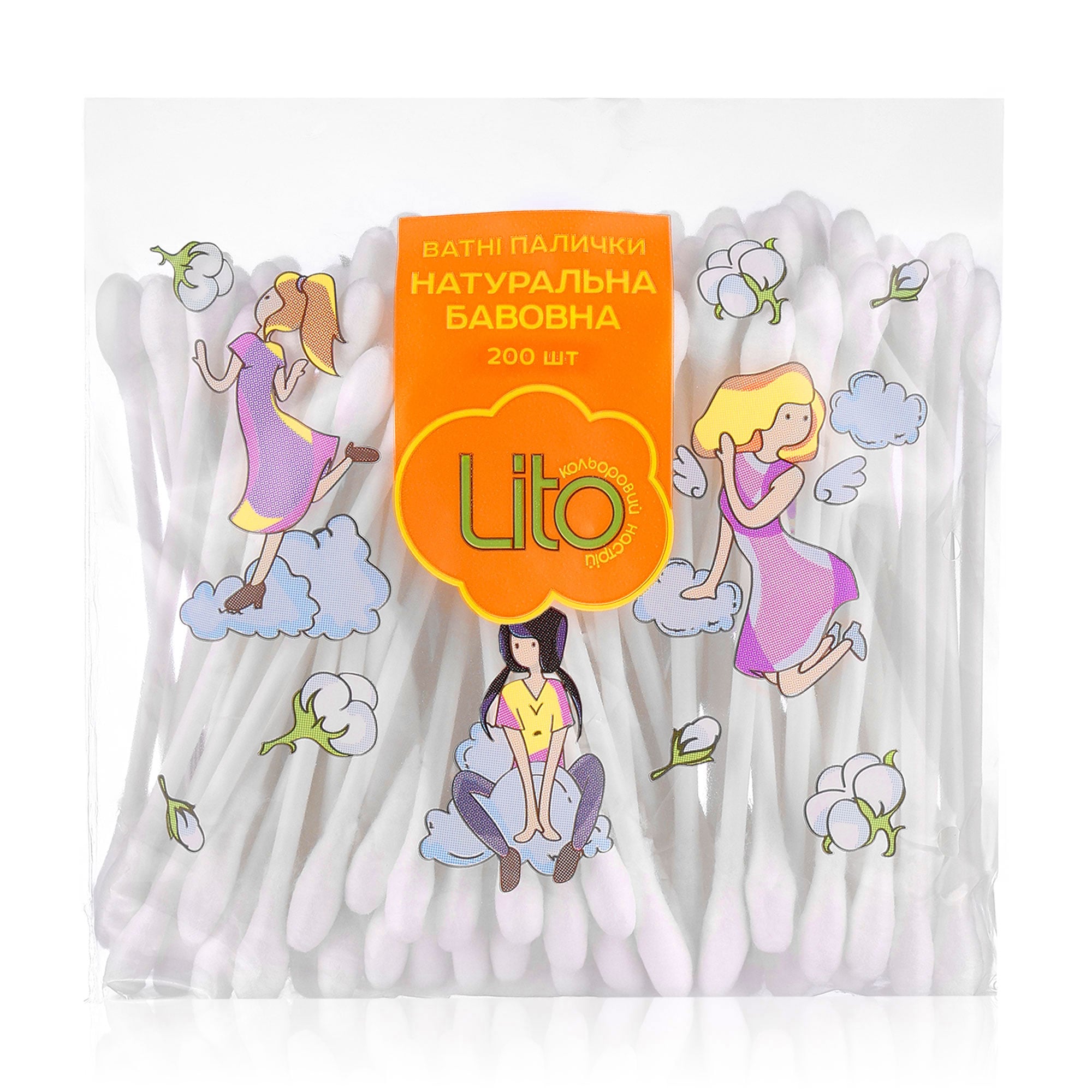 

Ватні палички Lito New в поліетиленовому пакеті, 200 шт