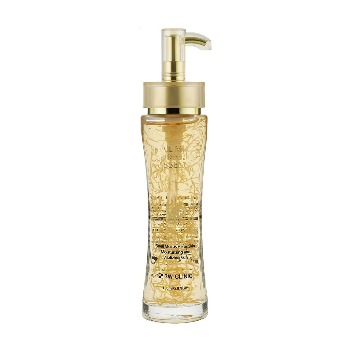 

Відновлювальна есенція для обличчя 3W Clinic Snail Mucus Gold Peptide Essence з муцином равлика та пептидами, 150 мл