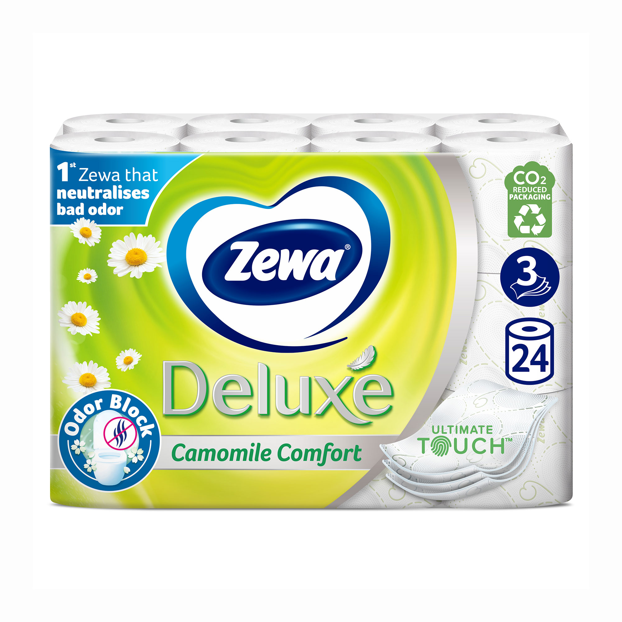 

Туалетний папір Zewa Deluxe Ромашка, 3-шаровий, 150 відривів, 24 рулони
